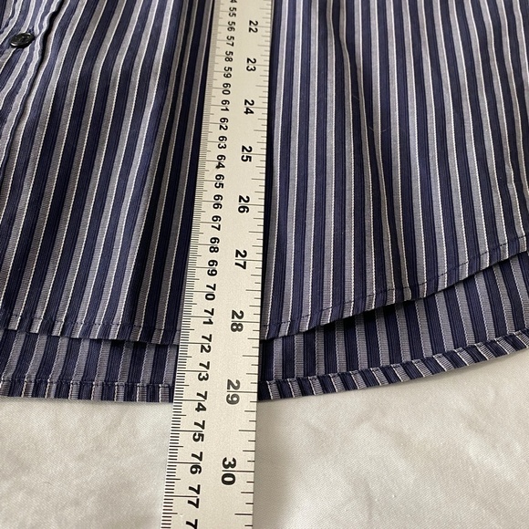 Boss Hugo Boss Navy/Silver Striped Men's Button-Up Long Sleeve Shirt Size Large - Picture 10 of 11